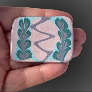 Unique vintage polymer clay (?) pastel brooch signed